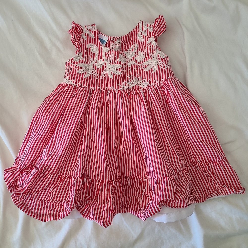Red striped summer dress size 12 months
